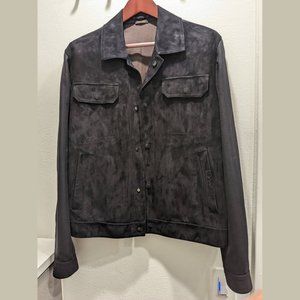 Zegna Black Suede Front Snap Jacket